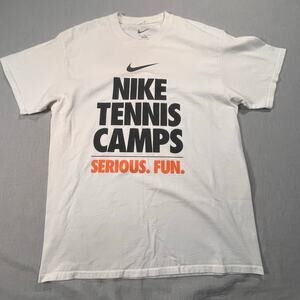 Nike Tennis Camps Serious Fun T-Shirt White L Graphic Retro Sport Training Tee